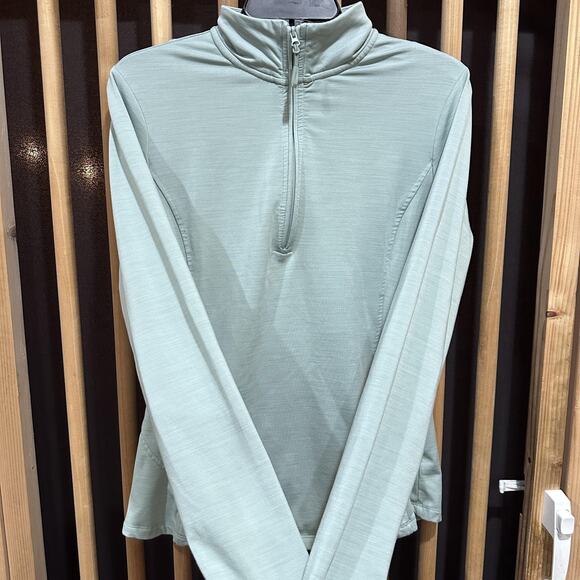 Eddie Bauer Pullover Womens Size M Green Quarter Zip Stretch Performance Top - Picture 1 of 7